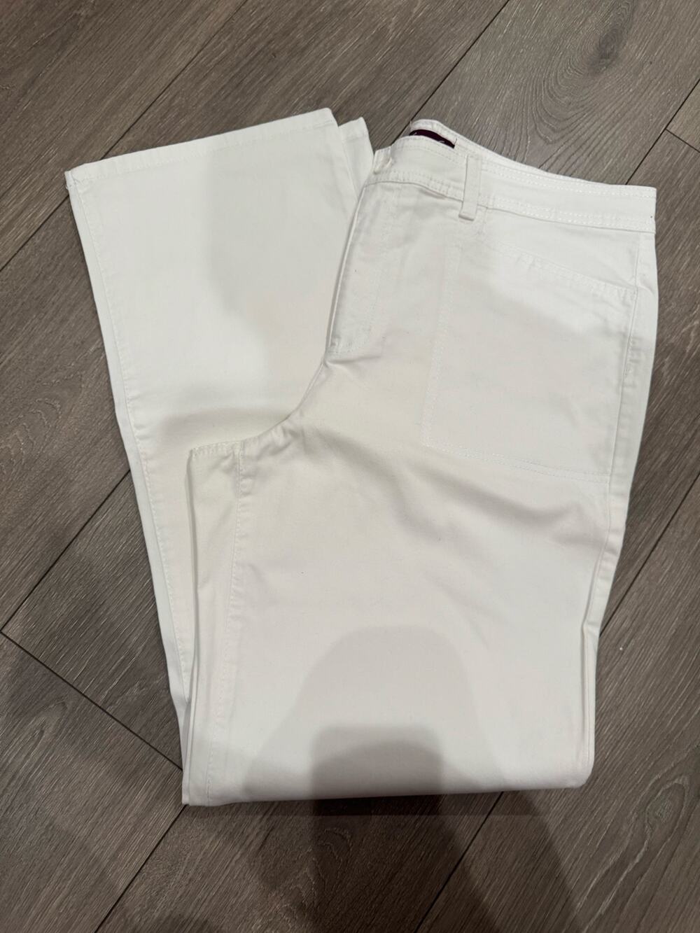 Gloria Vanderbilt White Cotton Stretch Pants Size 16 Straight Leg
